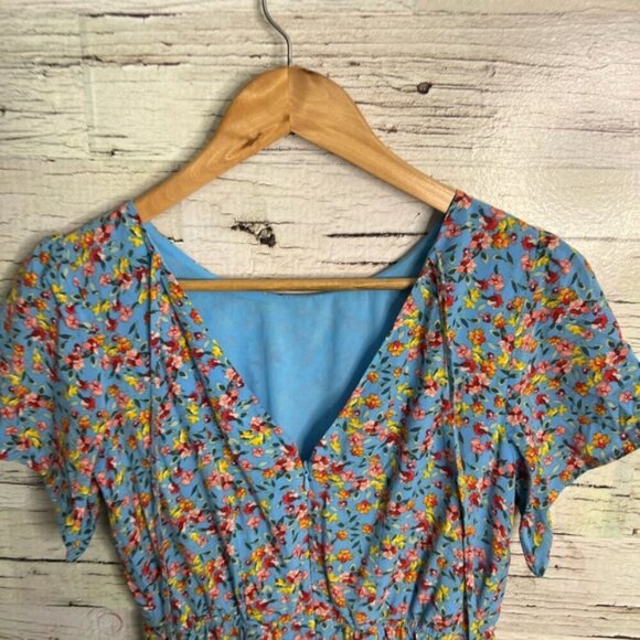 LOFT Blue and Orange Flutter Sleeve Sheath Dress size 0 - Picture 7 of 8